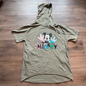 Mickey Graphic Hooded Short Sleeve Tee - Olive Green